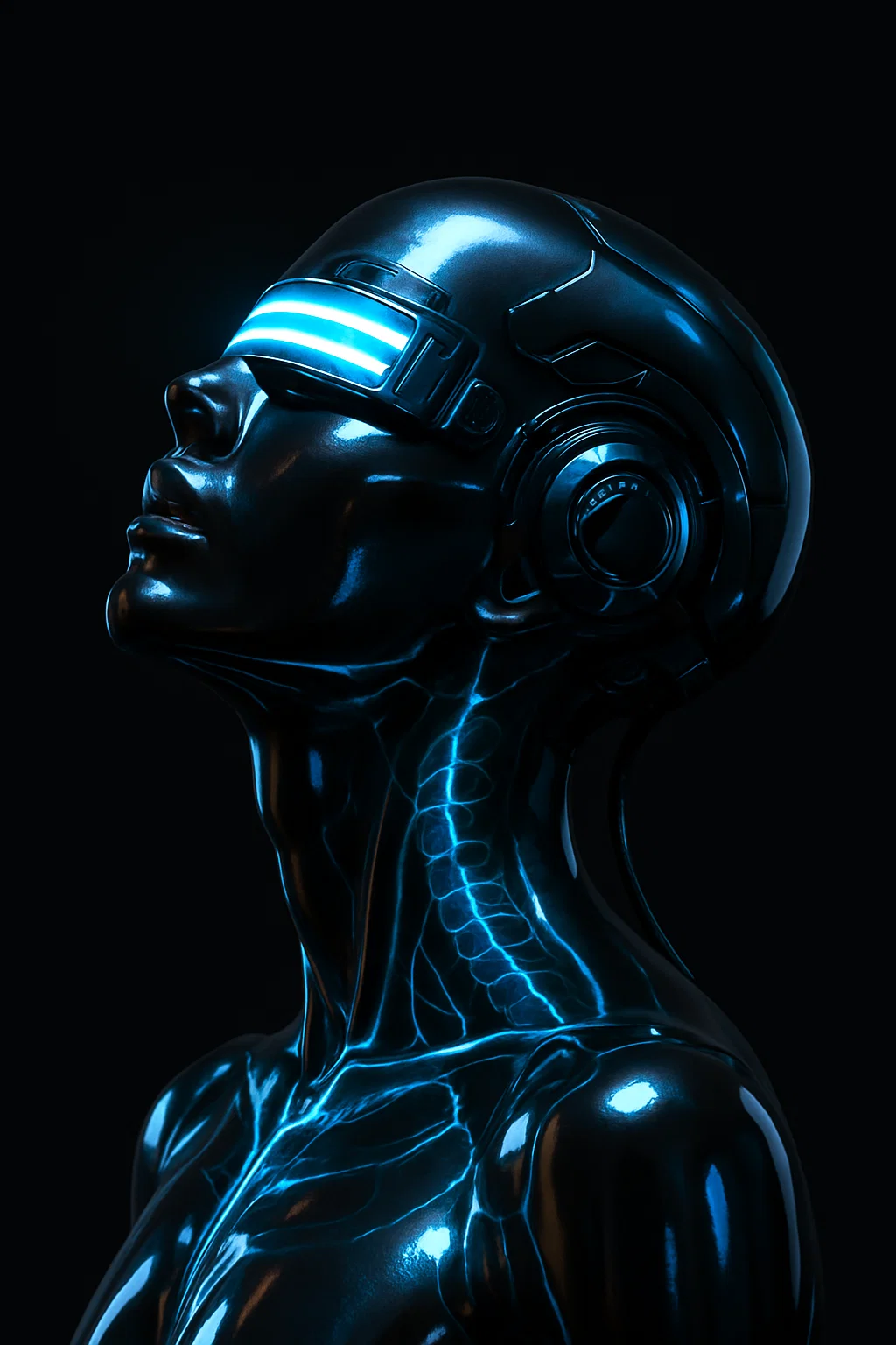 Visuel high-tech de visage et circuits lumineux